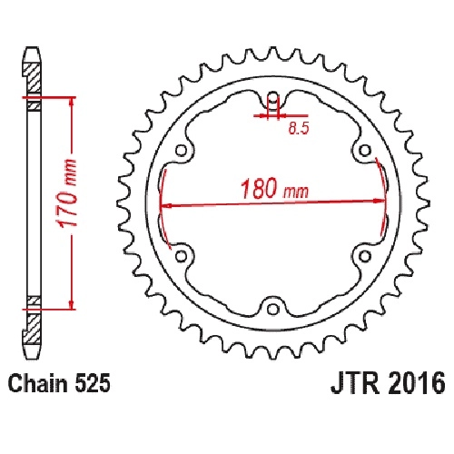 Зірка задня JT JTR2016.44