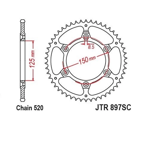 Зірка задня JT JTR897.46SC