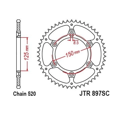 Зірка задня JT JTR897.47SC