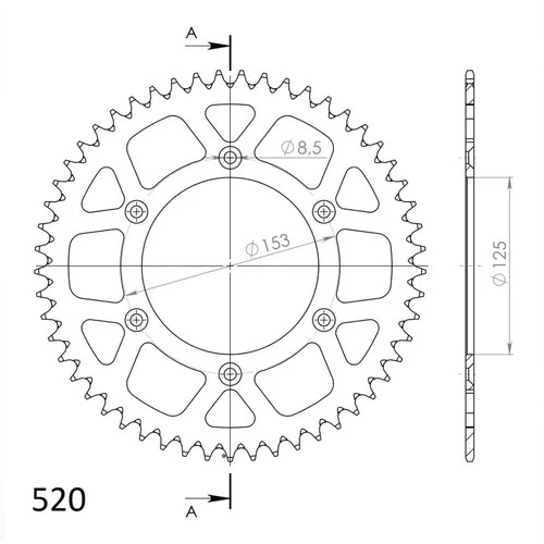 Зірка задня Supersprox RAL-210:52 Black