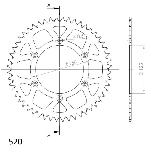 Зірка задня Supersprox RAL-990:52 Black