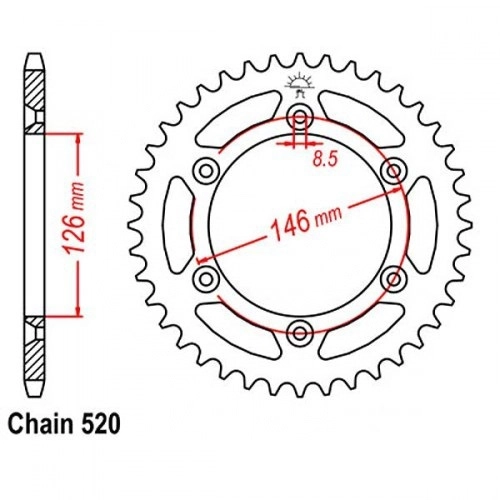 Зірка задня CHT JTM808.41