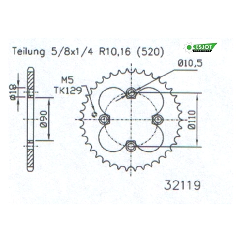 Зірка задня Esjot 50-32119-38