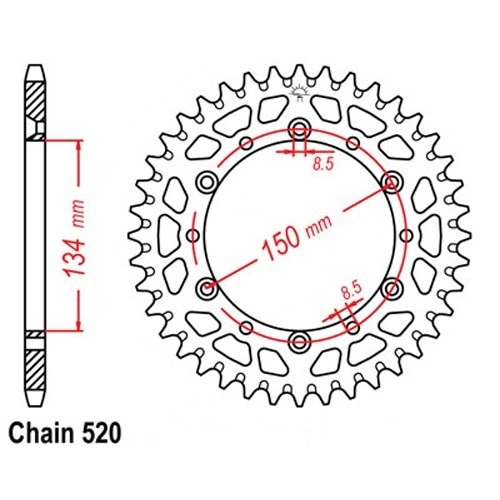 Зірка задня Grosskopf ALU489.48 E Green