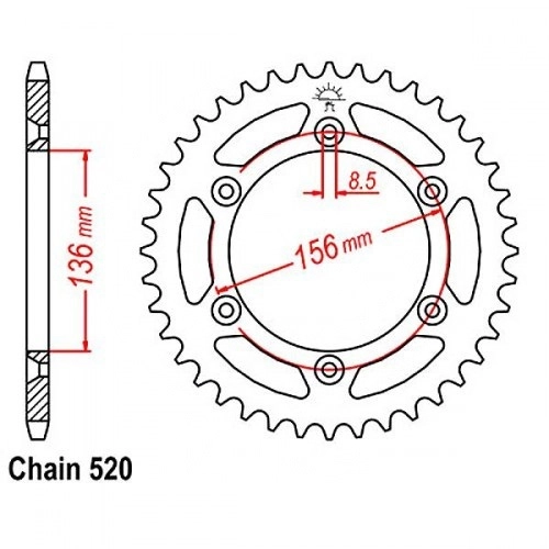 Зірка задня JR RMT820.41