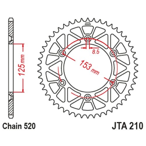 Звезда задняя JT JTA210.47 Black