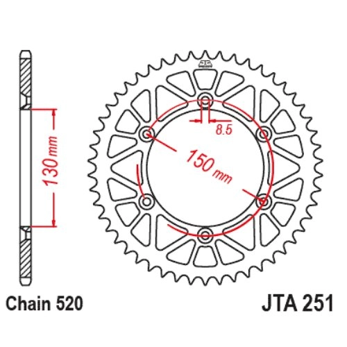 Звезда задняя JT JTA251.48 Black