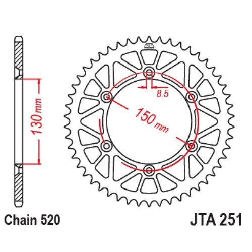Звезда задняя JT JTA251.48 Blue
