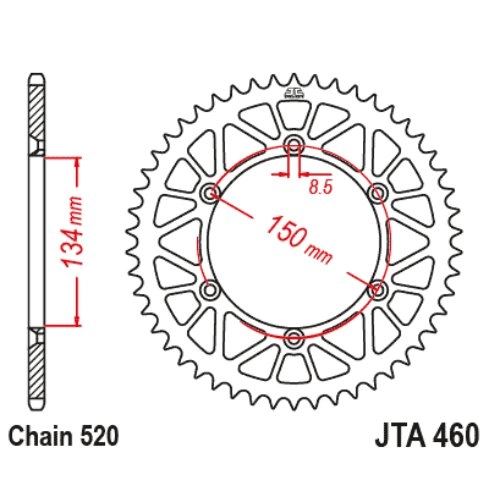 Звезда задняя JT JTA460.52 Black