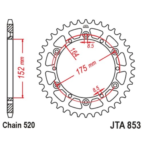 Звезда задняя JT JTA853.51 Black