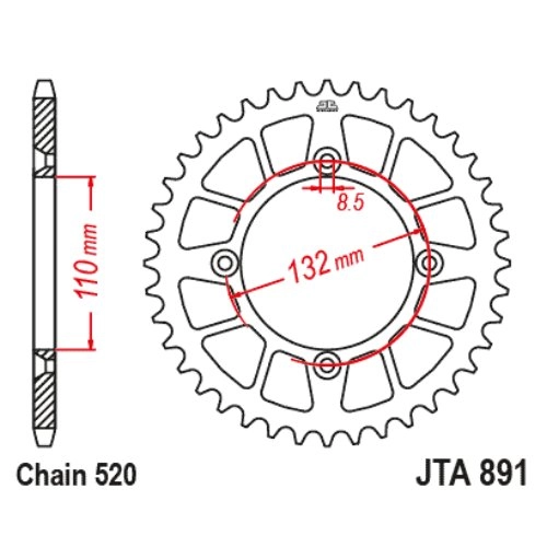 Звезда задняя JT JTA891.46 Black
