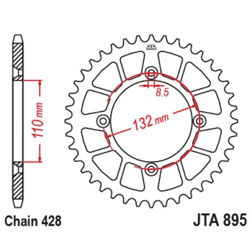 Звезда задняя JT JTA895.46 Black