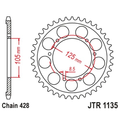 Звезда задняя JT JTR1135.69