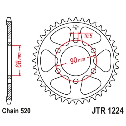 Звезда задняя JT JTR1224.36