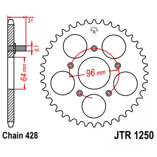 Зірка задня JT JTR1250.56