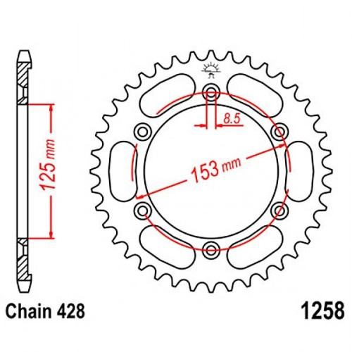 Зірка задня JT JTR1258.54