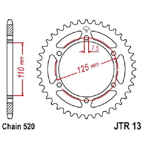 Зірка задня JT JTR13.39