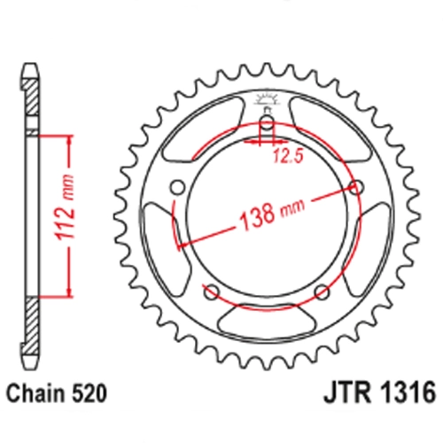 Звезда задняя JT JTR1316.38