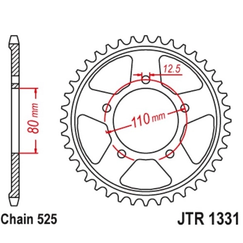 Зірка задня JT JTR1331.42 Black