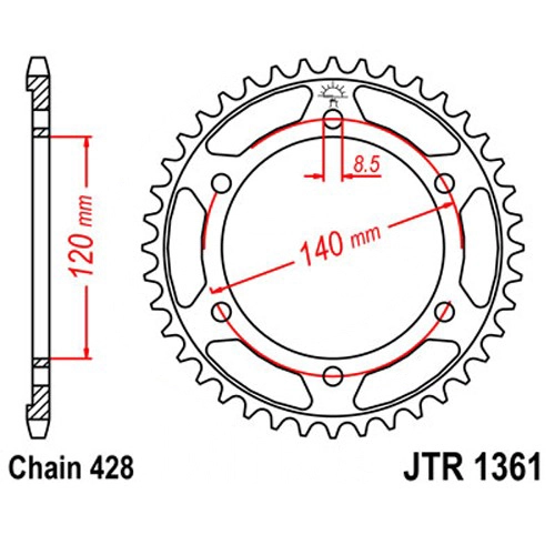 Зірка задня JT JTR1361.50