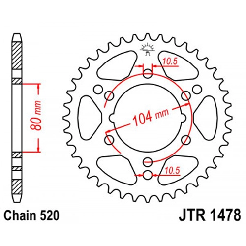 Зірка задня JT JTR478.43 Black