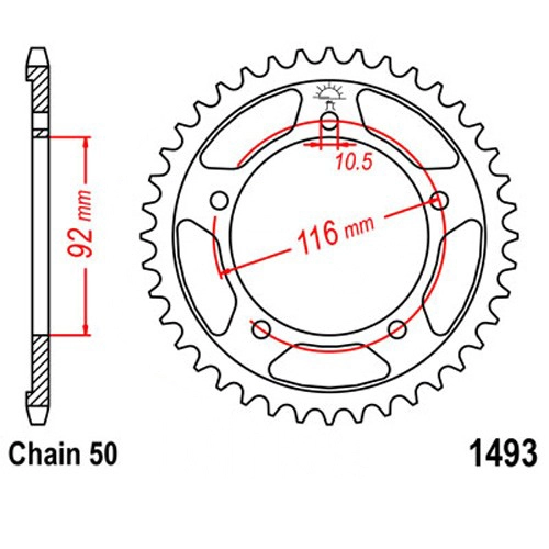 Зірка задня JT JTR1493.42