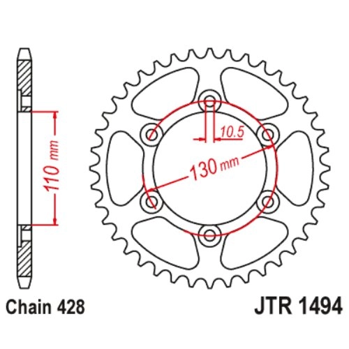 Звезда задняя JT JTR1494.56