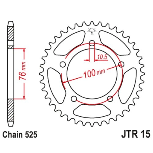 Звезда задняя JT JTR15.44