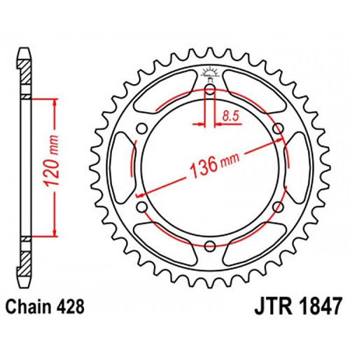 Зірка задня JT JTR1847.56