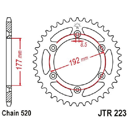 Звезда задняя JT JTR223.52