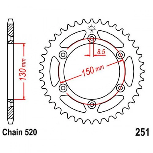 Звезда задняя JT JTR251.50