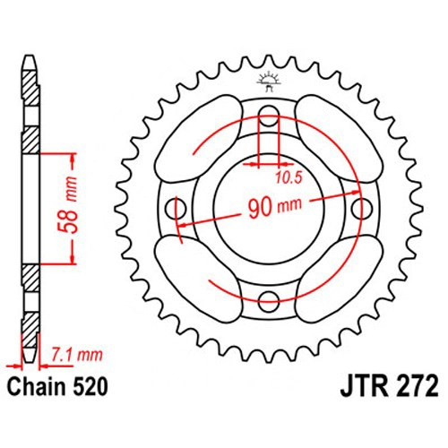 Звезда задняя JT JTR272.31