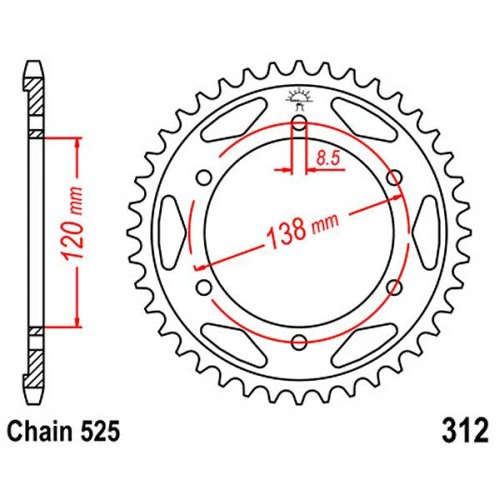 Зірка задня JT JTR312.38