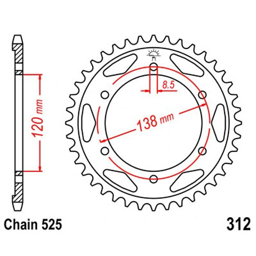Зірка задня JT JTR312.40