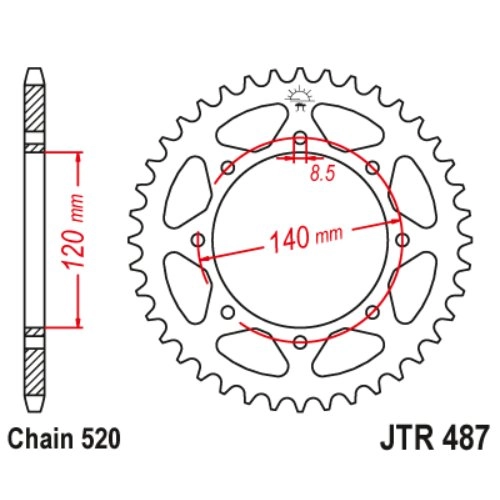Звезда задняя JT JTR487.37