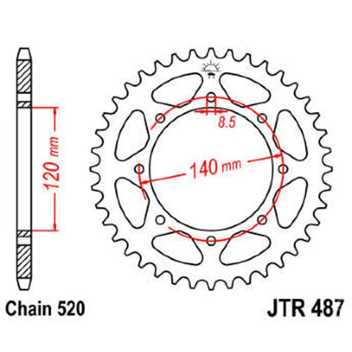 Зірка задня JT JTR487.43 Black
