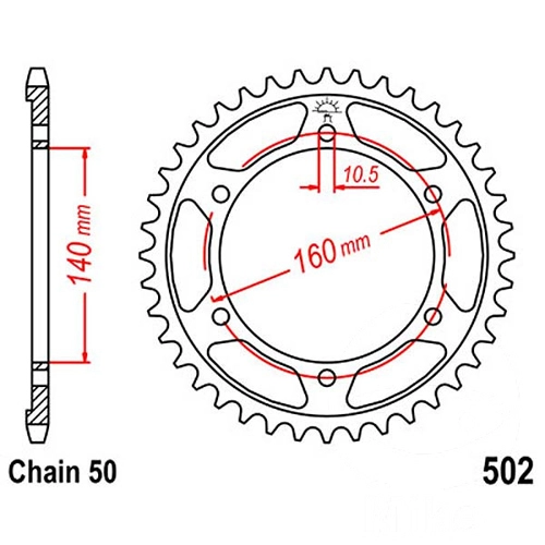 Зірка задня JT JTR502.50