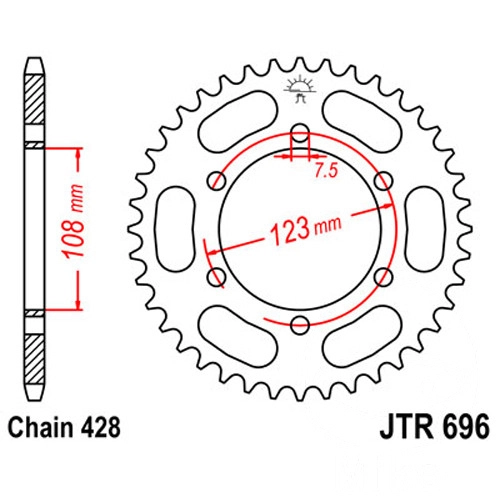 Звезда задняя JT JTR696.50