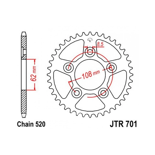 Зірка задня JT JTR701.38