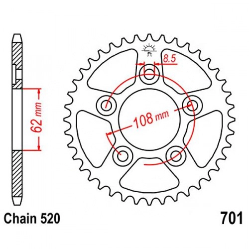 Зірка задня JT JTR701.42