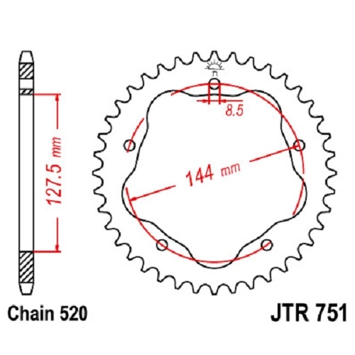 Зірка задня JT JTR751.38
