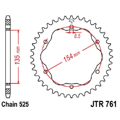 Зірка задня JT JTR761.39