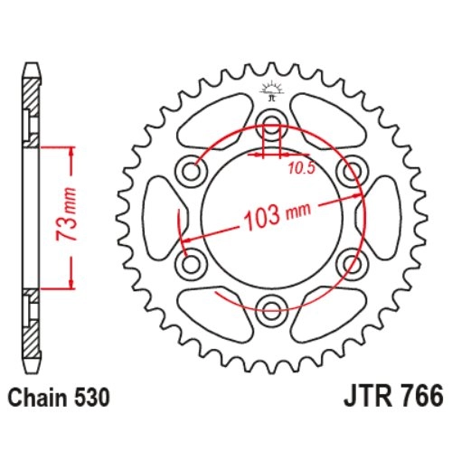 Звезда задняя JT JTR766.43