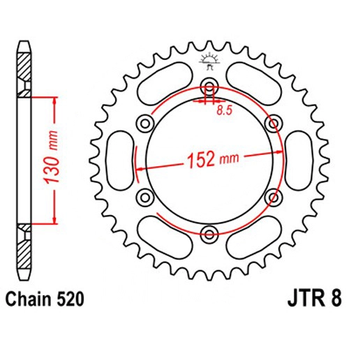 Звезда задняя JT JTR8.48
