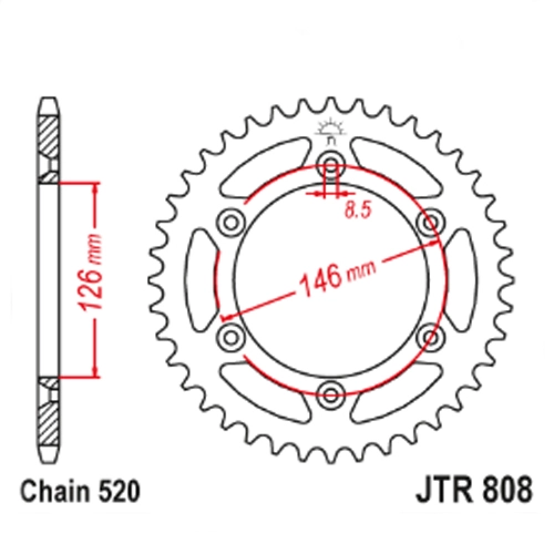 Зірка задня JT JTR808.50SC