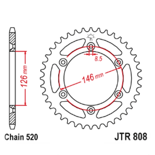 Зірка задня JT JTR808.51SC
