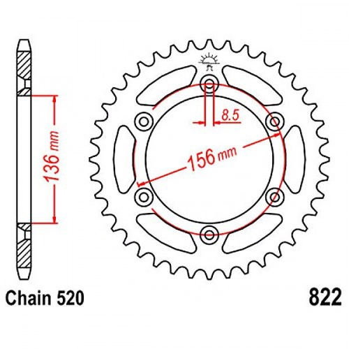 Зірка задня JT JTR822.52