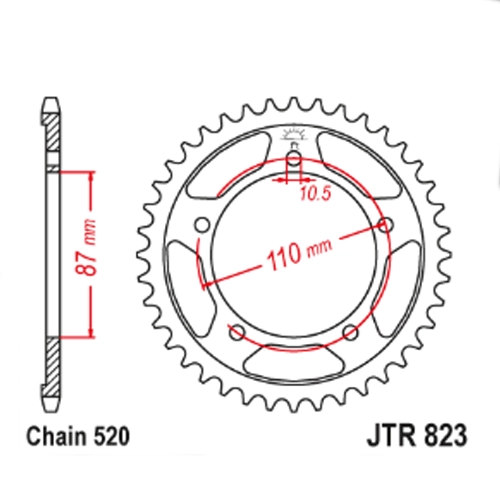 Зірка задня JT JTR823.39 Black