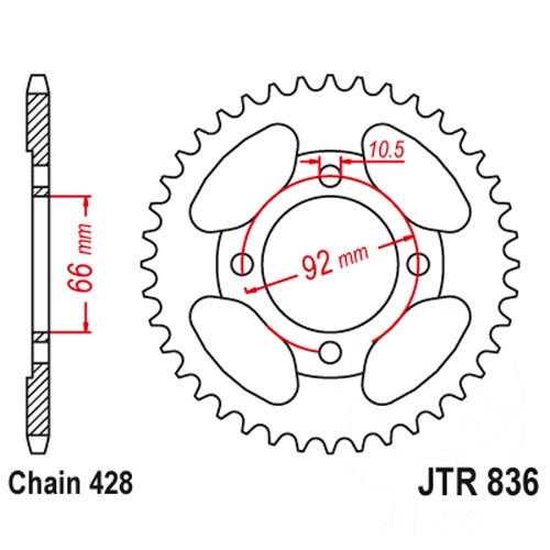 Зірка задня JT JTR836.39
