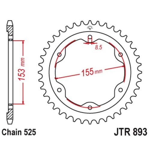 Зірка задня JT JTR893.38 Black